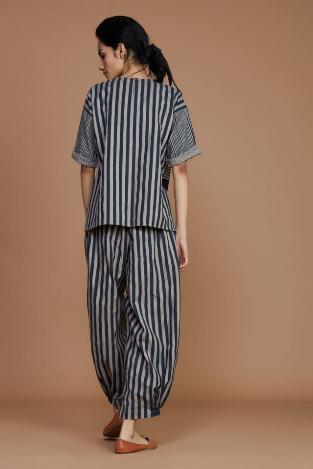 Grey with Charcoal Striped CB Ekin Co-Ord Set - Co-ord Set - Mizyana