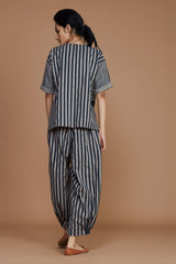 Grey with Charcoal Striped CB Ekin Top - Shirt - Mizyana