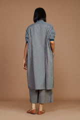 Grey With Charcoal Striped Kaftan Co-Ord Set - Co-ord Set - Mizyana