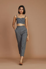 Grey with Charcoal Striped SE Pants - Trousers - Mizyana