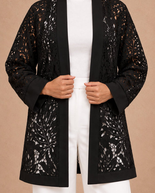 Guipure Botanical Lace Jacket - Jacket - Mizyana