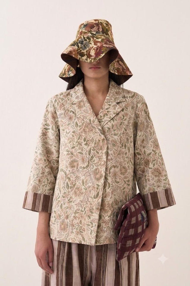 Gulzar Psyflora Tie Knot Shirt Set - Two-Piece Set - Mizyana