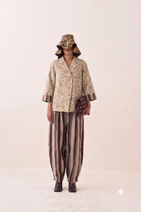 Gulzar Psyflora Tie Knot Shirt Set - Two-Piece Set - Mizyana