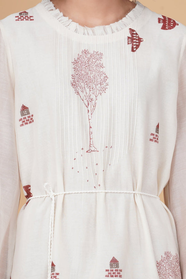 Hakoni print cotton chanderi dress - Dress - Mizyana