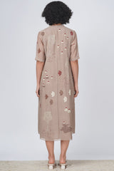 Hakoni print pleated dress in cotton chanderi - Dress - Mizyana