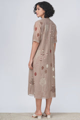 Hakoni print pleated dress in cotton chanderi - Dress - Mizyana