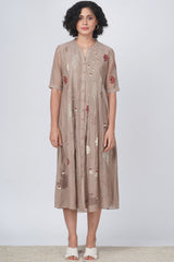Hakoni print pleated dress in cotton chanderi - Dress - Mizyana