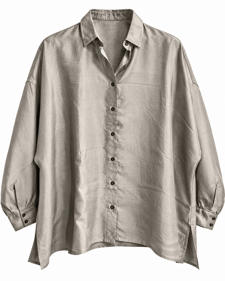 Handwoven Mulberry Silk Oversized Shirt with Collar in Seven Colours - Shirt - Mizyana