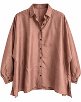 Handwoven Mulberry Silk Oversized Shirt with Collar in Seven Colours - Shirt - Mizyana