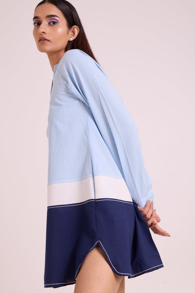 Harbour - Beach Blue Short Dress - Dress - Mizyana
