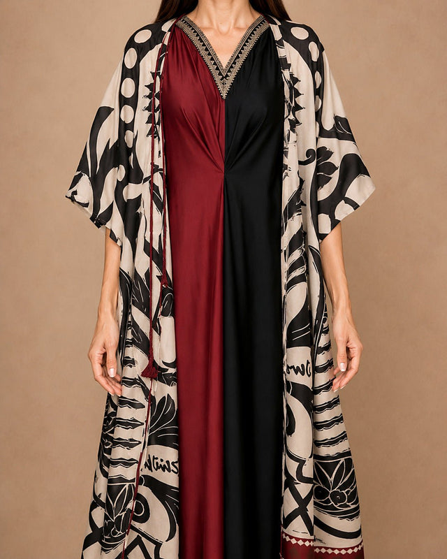 Harf Colorblock Kaftan Set - Kaftan - Mizyana