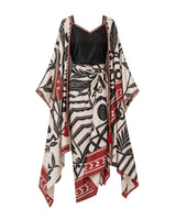 Harf Tribal Print Cape, Top and Wrap Skirt Three-Piece Set - Three-Piece Set - Mizyana