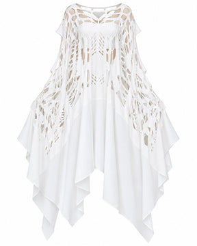 Heka Flexible White Cut-Out Viscose Dress - Dress - Mizyana