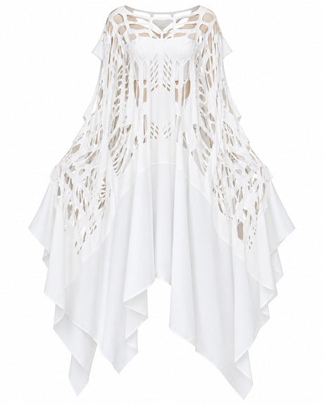 Heka Flexible White Cut-Out Viscose Dress - Dress - Mizyana