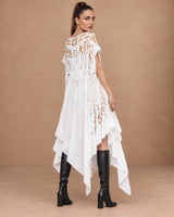 Heka Flexible White Cut-Out Viscose Dress - Dress - Mizyana