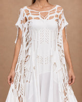 Heka Flexible White Cut-Out Viscose Dress - Dress - Mizyana