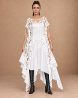 Heka Flexible White Cut-Out Viscose Dress - Dress - Mizyana