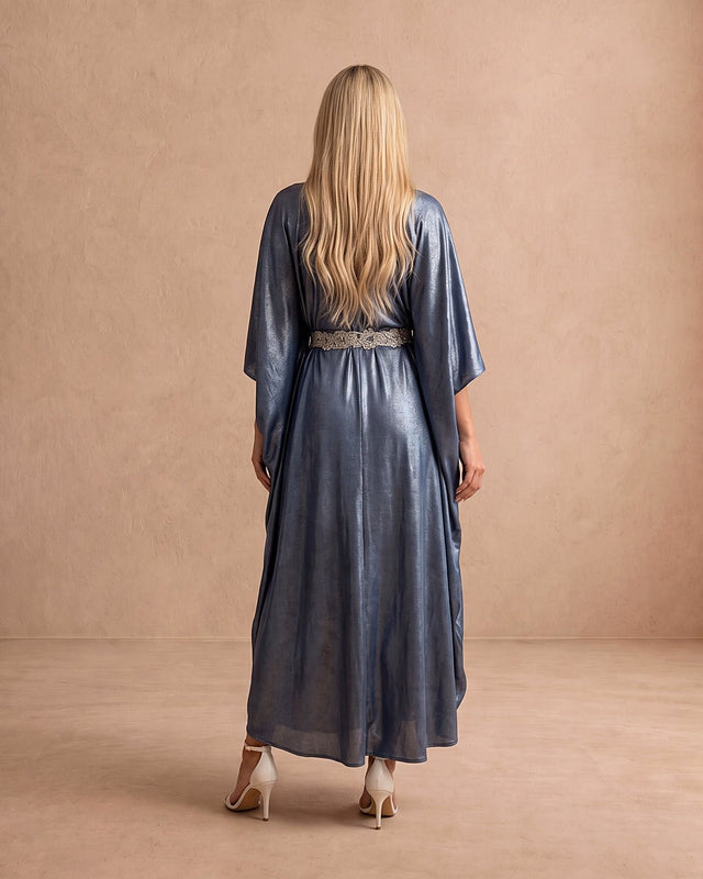 Hellenic Embellished Belt Drape Kaftan - Kaftan - Mizyana