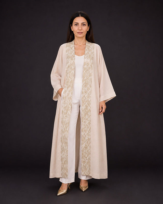 Heritage Brocade Embellished Open Abaya - Abaya - Mizyana