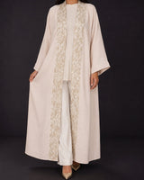 Heritage Brocade Embellished Open Abaya - Abaya - Mizyana