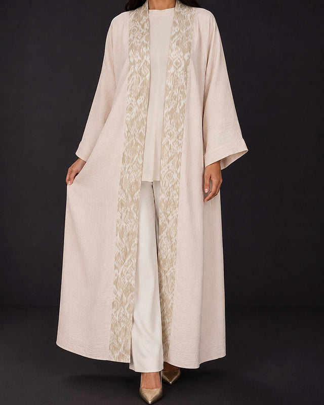 Heritage Brocade Embellished Open Abaya - Abaya - Mizyana