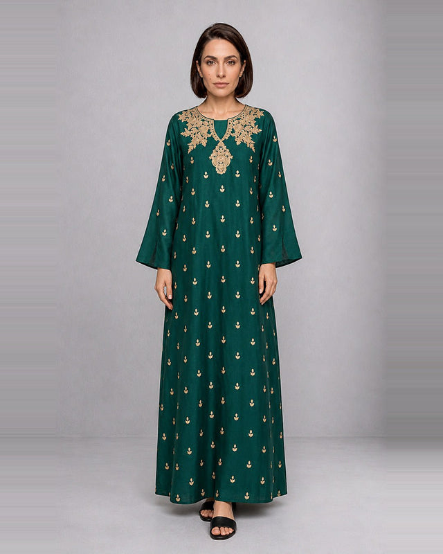 Heritage Zari Embroidered Chanderi Jalabiya - Jalabiya - Mizyana
