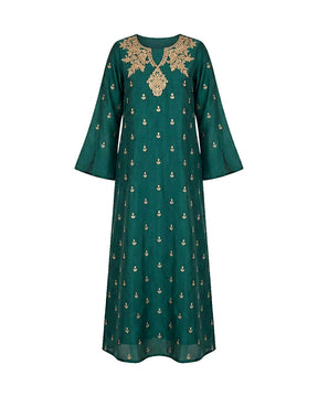 Heritage Zari Embroidered Chanderi Jalabiya - Jalabiya - Mizyana