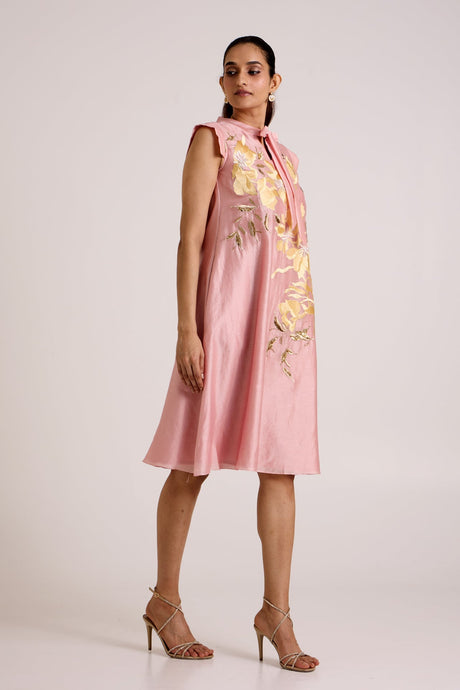 Ice Pink Helga - Tab Sleeve Day Dress - Dress - Mizyana