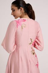 Ice Pink Mezlyn - Pinched Waist Midi Dress - Dress - Mizyana