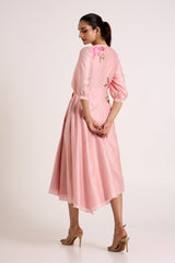 Ice Pink Mezlyn - Pinched Waist Midi Dress - Dress - Mizyana