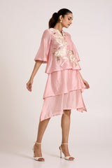 Ice Pink Quinn - Terraced Short Dress - Dress - Mizyana