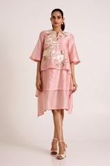 Ice Pink Quinn - Terraced Short Dress - Dress - Mizyana
