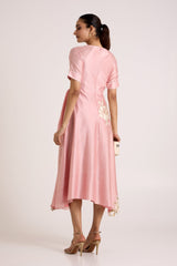 Ice Pink Raizin - Crossover Scarf Midi Dress - Dress - Mizyana
