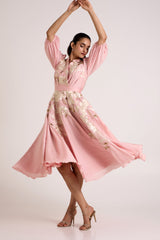 Ice Pink Saira - Circular Midi Dress - Dress - Mizyana