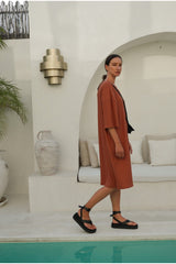 Eva ribbed dress - Caramel