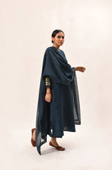 Indigo a Line Layered Kurta Set - Two-Piece Set - Mizyana