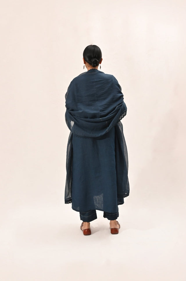 Indigo a Line Layered Kurta Set - Two-Piece Set - Mizyana