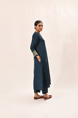 Indigo a Line Layered Kurta Set - Two-Piece Set - Mizyana