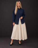 Indigo Streams Pinstripe Oversized Handwoven Cotton Shirt - Shirt - Mizyana