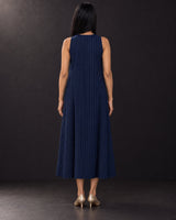 Indigo Streams Striped Handwoven Cotton Dress - Dress - Mizyana