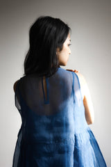 Ink Blue- Organza Dress - Dress - Mizyana