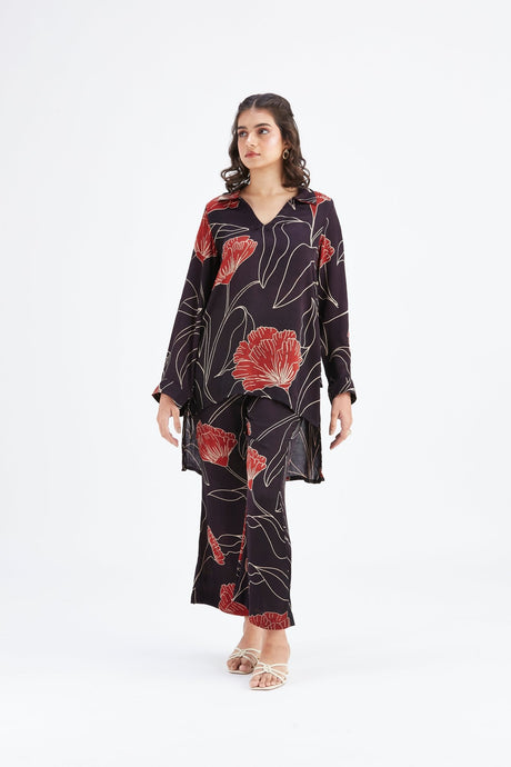 Inya Black kurta set - Two-Piece Set - Mizyana