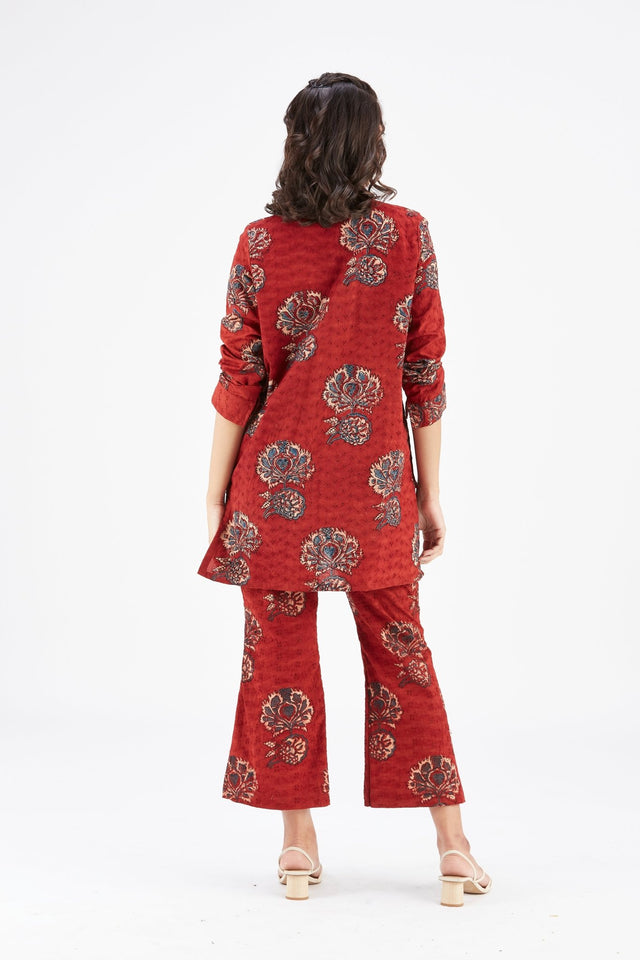 Inya Red kurta set - Two-Piece Set - Mizyana