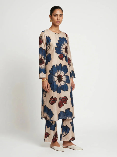 Iva White Chanderi Kurta set - Two-Piece Set - Mizyana