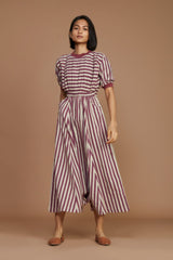 Ivory and Mauve Striped Mati Sphara Jumpsuit - Jumpsuit - Mizyana