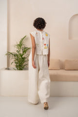 IVORY EMBROIDERED SHIRT-Shirt - Mizyana