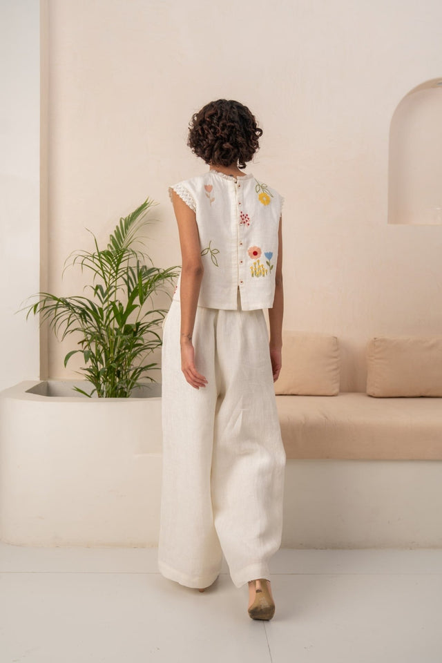 IVORY EMBROIDERED SHIRT-Shirt - Mizyana
