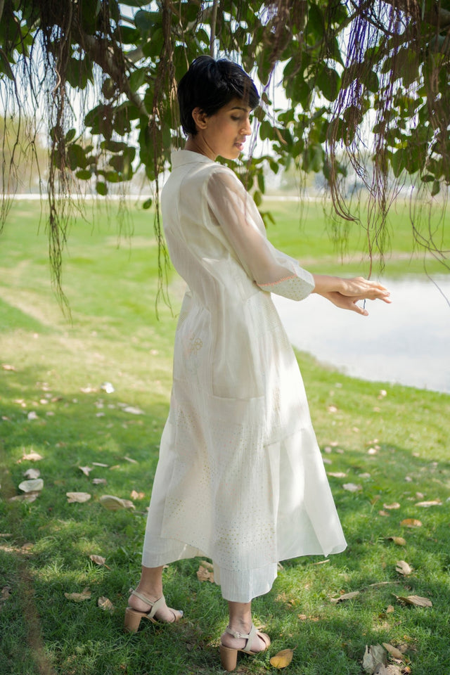 Ivory Jacket and Jumpsuit - Two-Piece Set - Mizyana