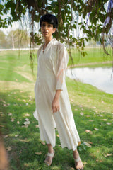 Ivory Jacket and Jumpsuit - Two-Piece Set - Mizyana