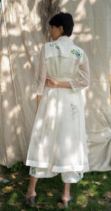 Ivory Jumpsuit and Applique Sleeve Jacket Set - Two-Piece Set - Mizyana
